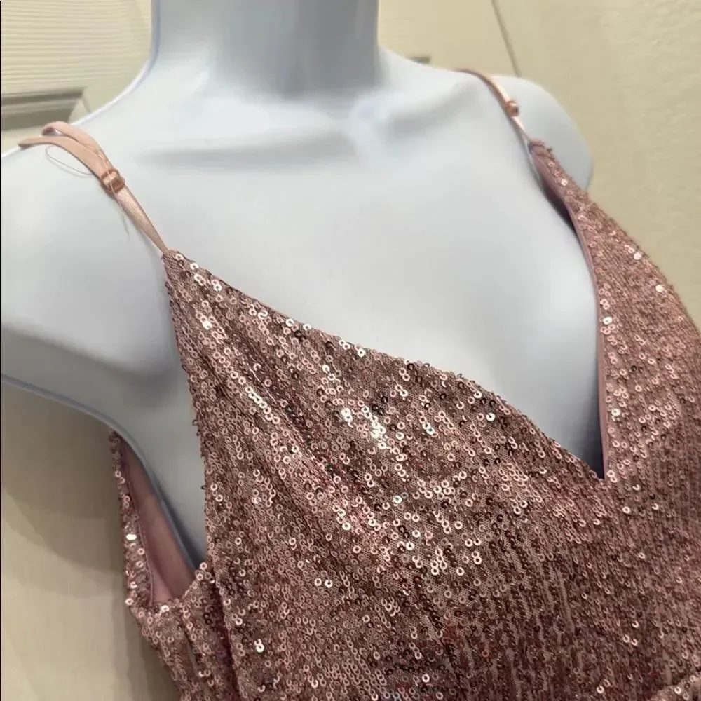 Emerald Sundae Pink Sequins Mini Cocktail Dress Padded Bra Adjustable Strap XXL